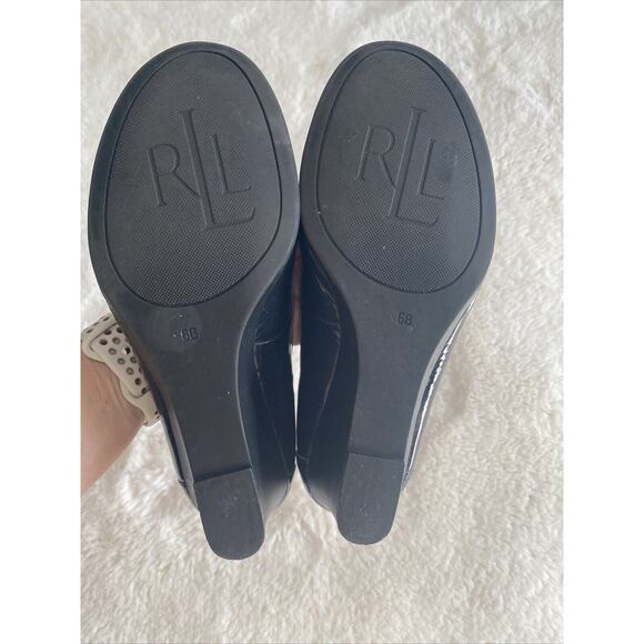 Lauren by Ralph Lauren Rory Patent Leather Wedge Slip On Academia Preppy Sz 6B - Picture 9 of 10